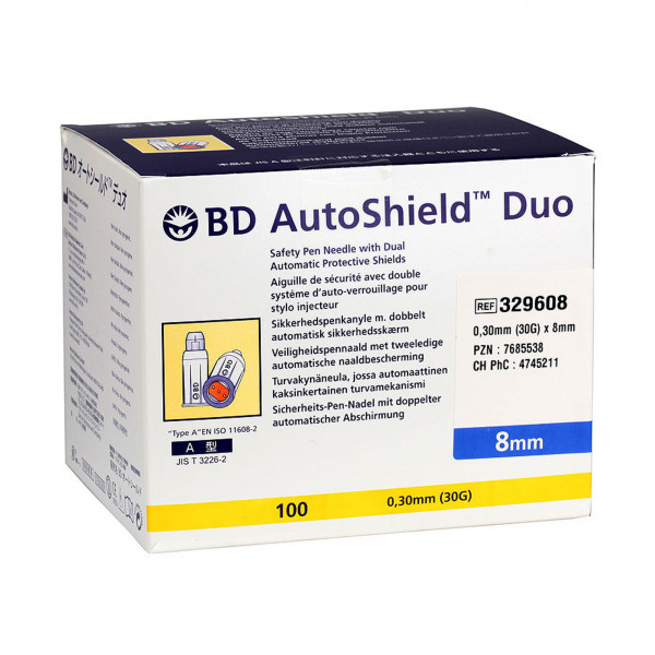 BD AUTOSHIELD Duo Sicherheits-Pen-Nadeln 8 mm